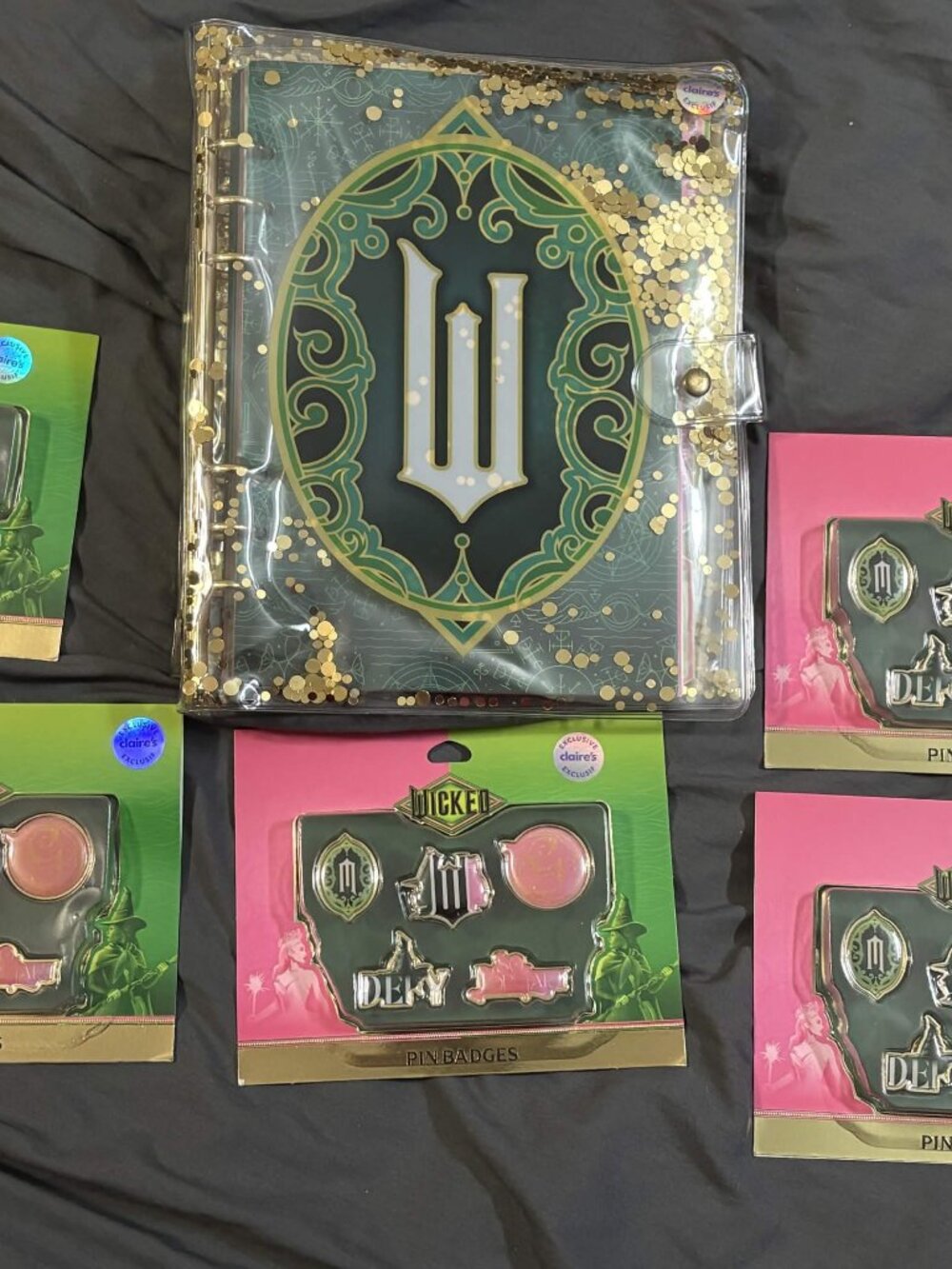 Wicked Collector Bundle Claire's Exclusive Pins & Journals Glinda Elphaba NWT